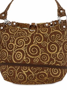 90s Brown & Gold Swirl Shoulder Bag – Vintage, European, Ideal Condition